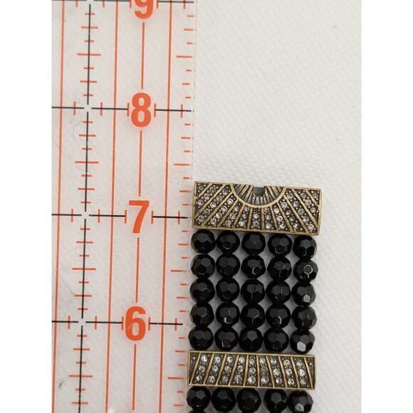 Heidi Daus Starburst Watch Black Faceted Beads Swarovski Crystals Art Deco - Picture 7 of 7